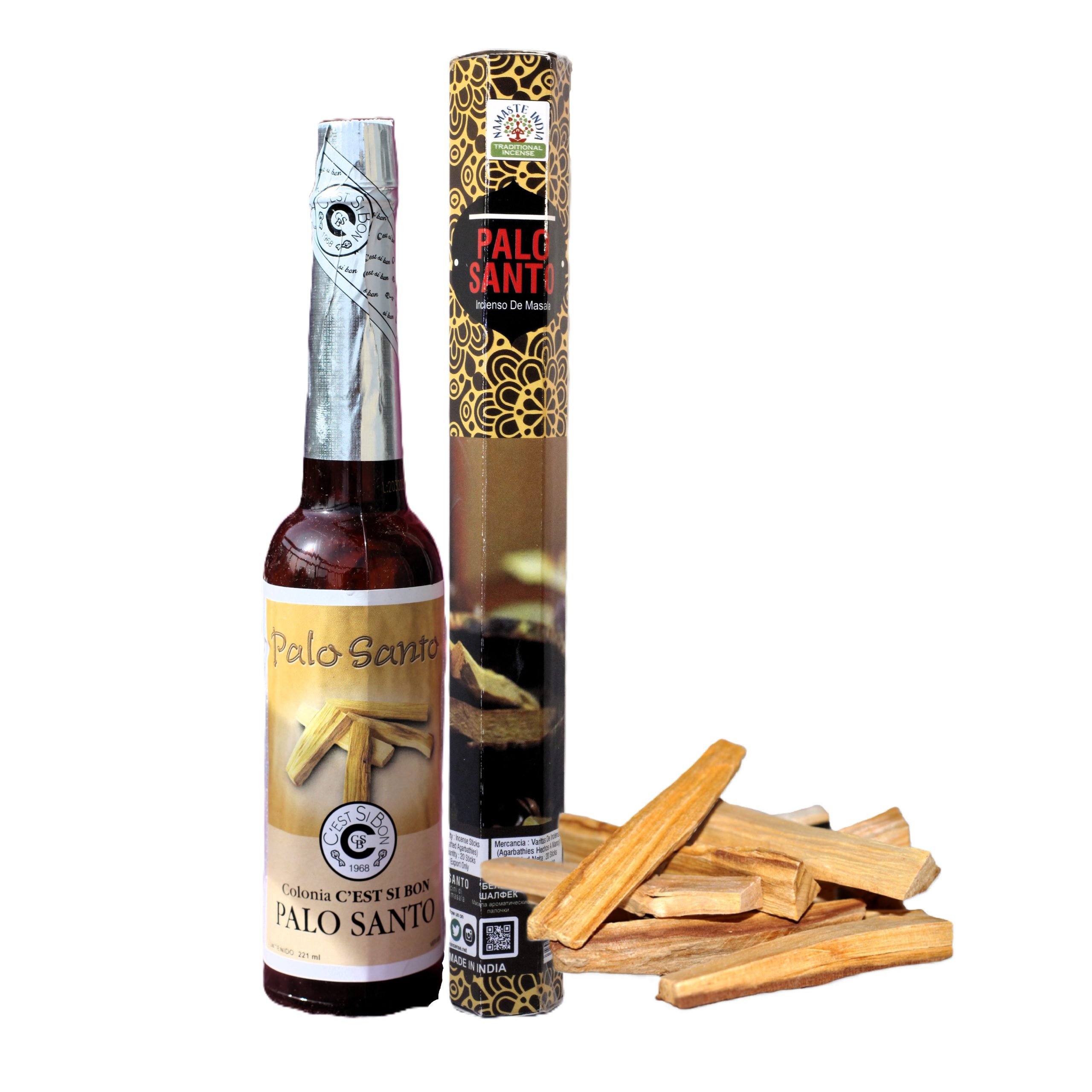 Agua de palo santo + encens palo santo + batônnets palo santo