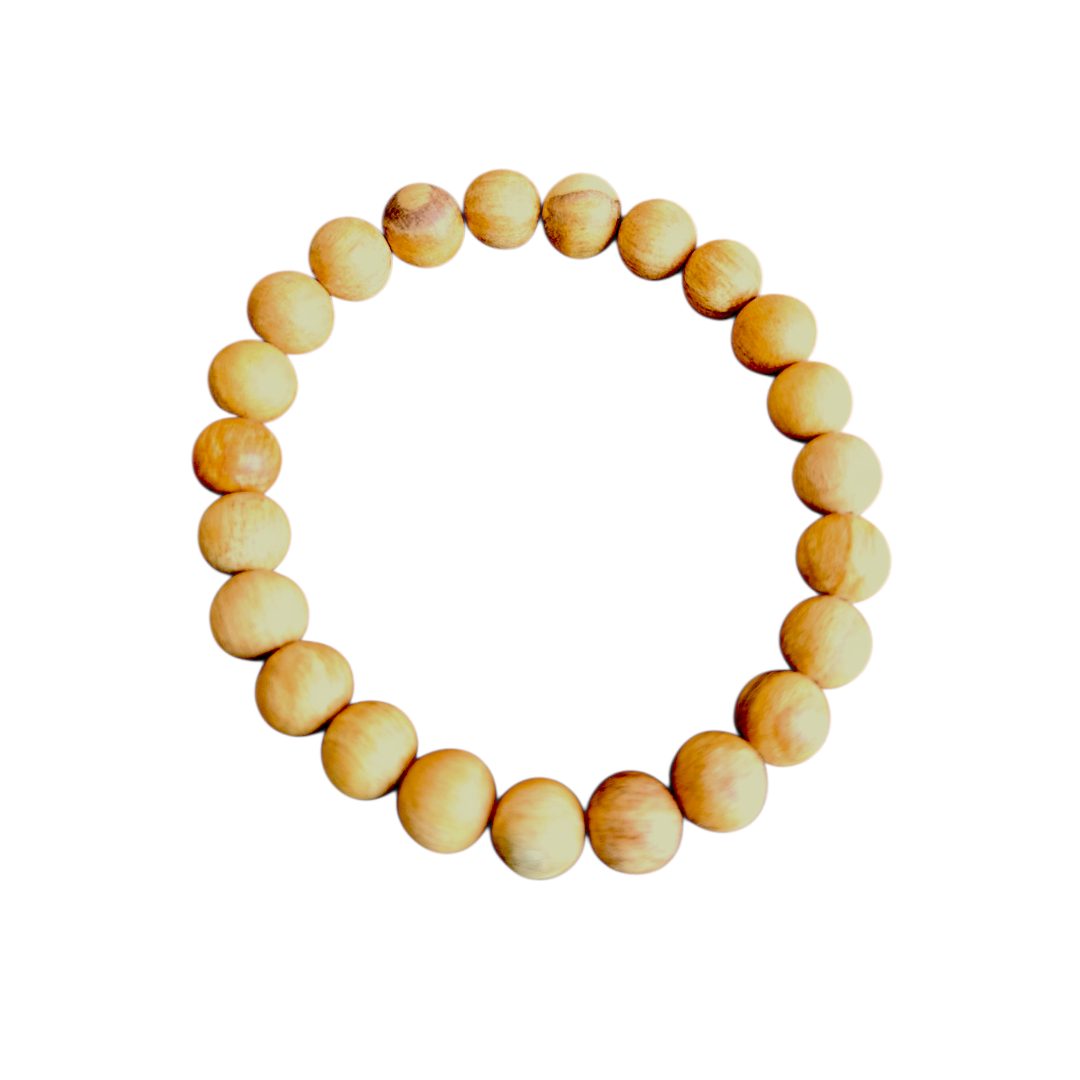 Bracelet Palo Santo – Perles rondes taillées – Bois Sacré du Pérou